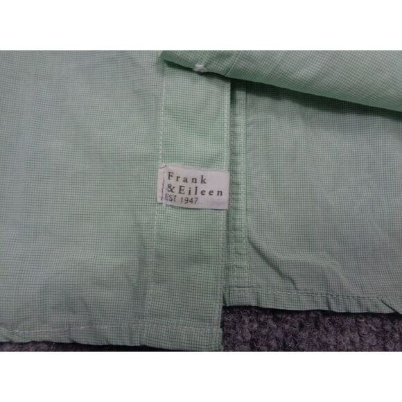 Frank & Eileen Shirt Mens L Green Paul Micro Plaid Long Sleeve 100% Cotton - Picture 3 of 11